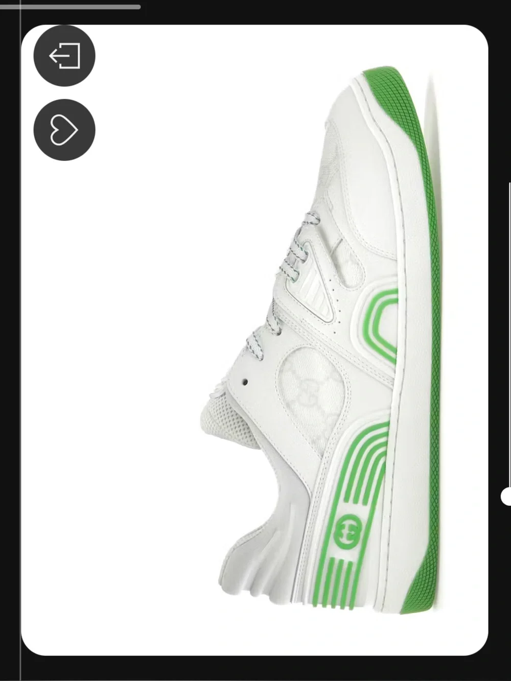 Gucci White Sneakers with Green Accents